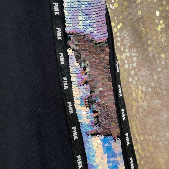 PINK Victoria’s Secret Mermaid Flip Sequin Bling Black Yoga Leggings, Medium - Picture 5 of 9